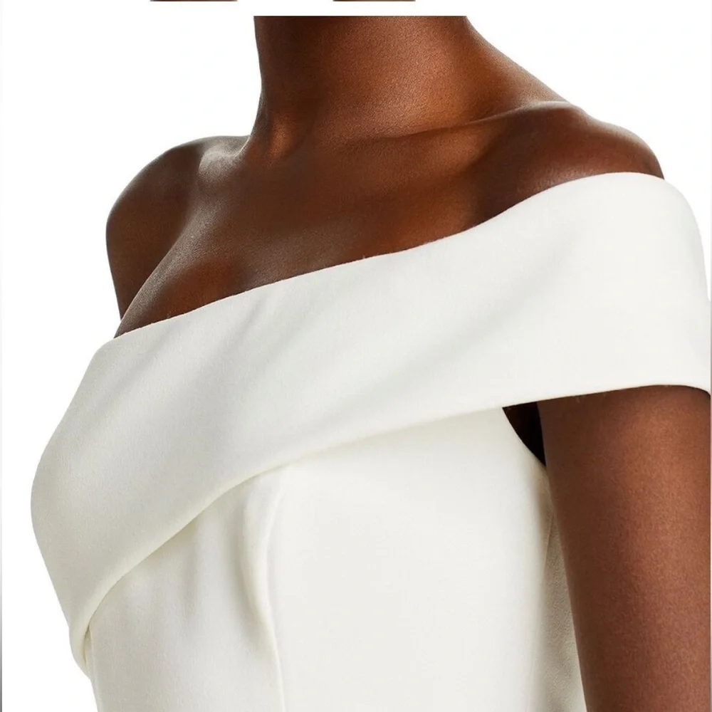 NWT AQUA SCUBA CREPE ONE SHOULDER ASYMMETRICAL MINI SHEATH DRESS WHITE SIZE 10